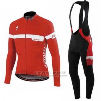 Men's Specialized SL Expert Cycling Jersey Long Sleeve Bib Tight 2016 Red White