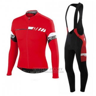 Men's Specialized SL Elite Cycling Jersey Long Sleeve Bib Tight 2015 Red White