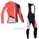 Men's Specialized RBX Sport Cycling Jersey Long Sleeve Bib Tight 2016 Black Red